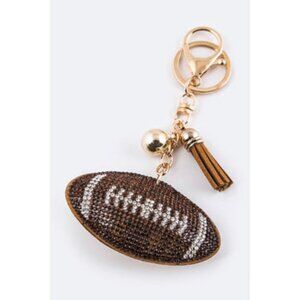 New Stylish Women Fashion Soft Crystal Brown Football Key Charm Gift Set